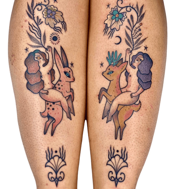 shin tattoos for females